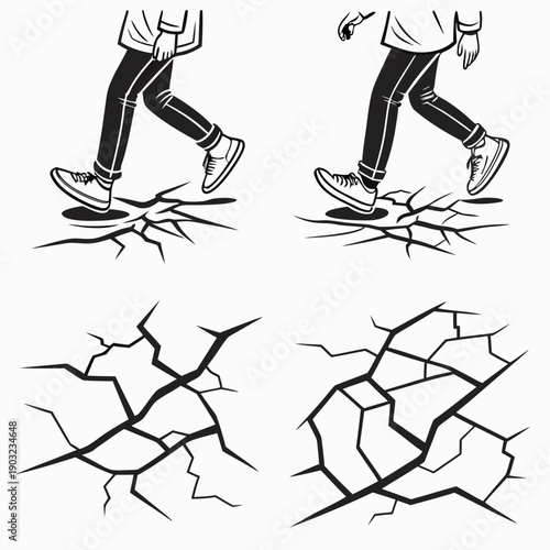 A detailed illustration of a human foot and its bone structure. Vector