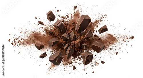Chocolate pieces with cacao powder 