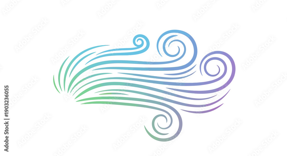 Fototapeta premium Stylized wind currents vector illustration with vibrant gradient colors and dynamic swirls