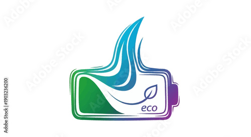 Vibrant eco-friendly battery logo symbolizing green energy sustainability and environmental power