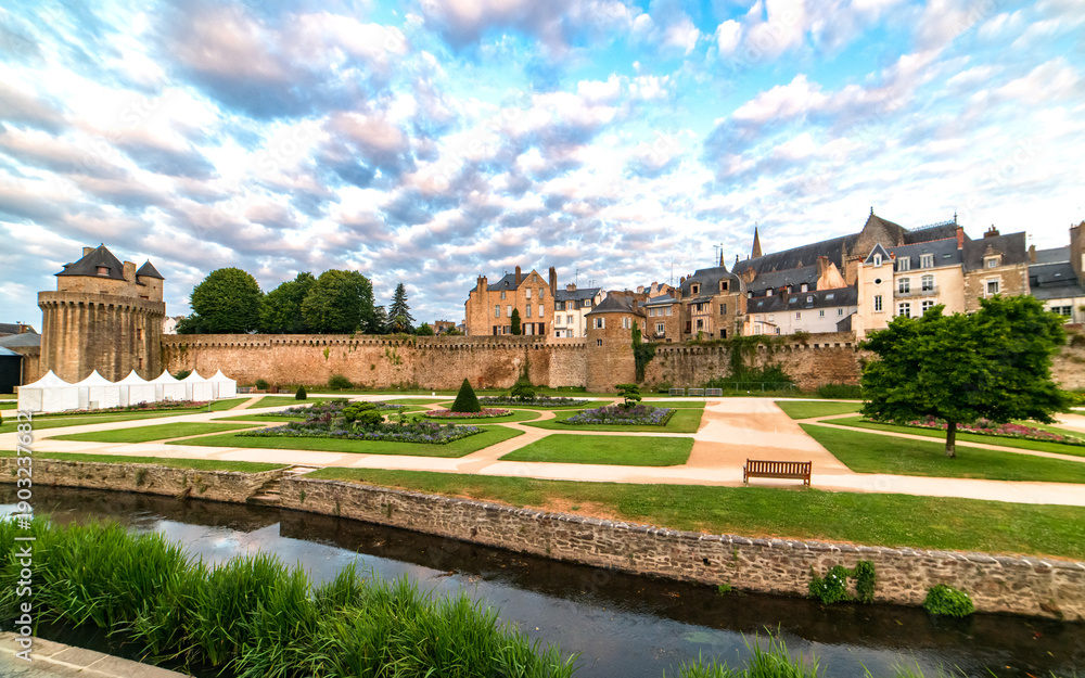 Obraz premium The city walls in Vannes Bretagne, a touristique town in France