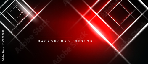 Dark background features bright red, white lines forming geometric pattern. Modern design element suitable for digital projects.