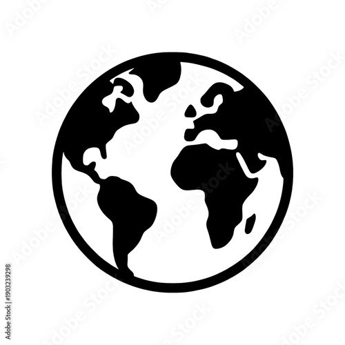 Globe Earth Map Outline Flat Line Icon
