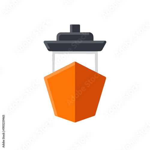 Orange Pentagon Shield Icon With Gray Top Frame