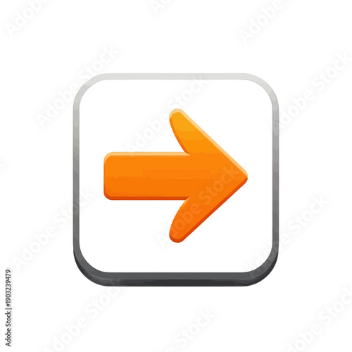Orange Right Arrow Icon For Navigation Direction