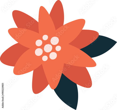 Christmas red flower color icon. Decorative blossom