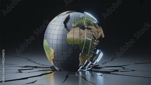 A digital art composition of a shattered Earth globe against a black background (2)_traced