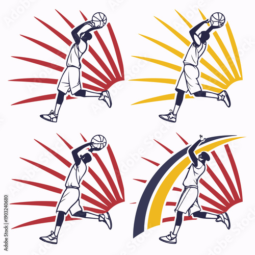 Four colorful kites soaring high in a clear blue sky on a sunny day Vector