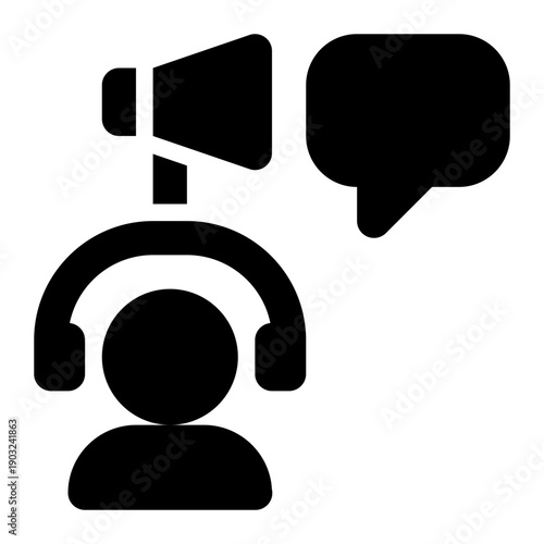 Telemarketer, Telemarketing, Sales Glyph Solid Icon