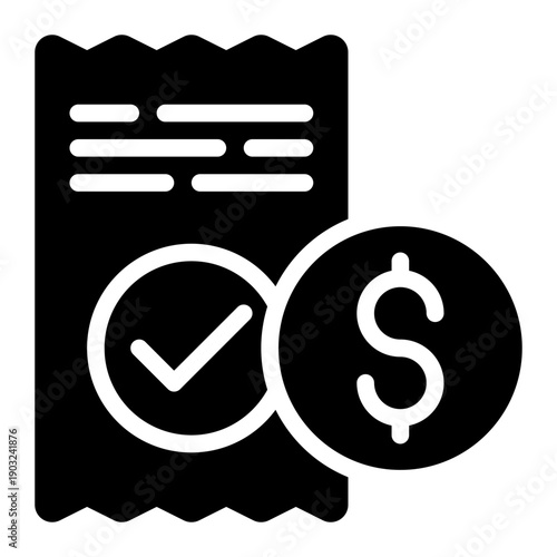 Receipt, Paid, Payment Glyph Solid Icon