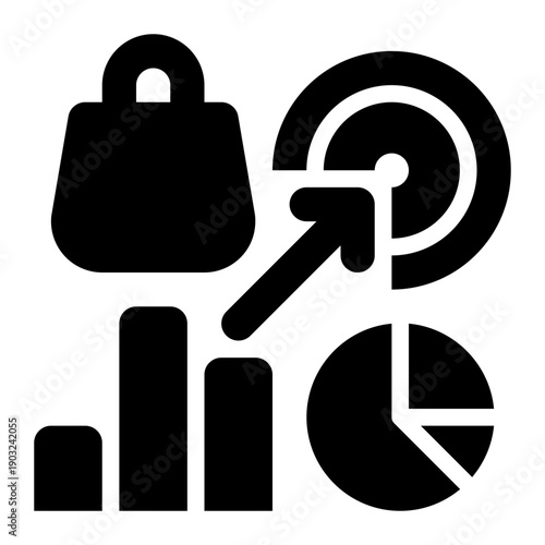 Sales KPI, Marketing KPI, Marketing Glyph Solid Icon