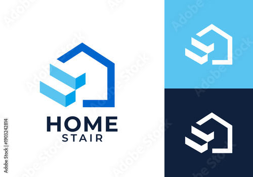simple abstract home stairs logo vector design