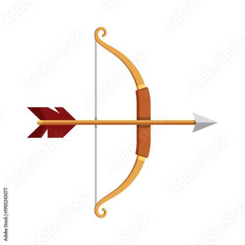 Archer bow icon in flat style. Archery weapon vector illustration on isolated background. Hunter target sign business concept.