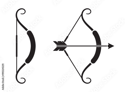 Archer bow icon in flat style. Archery weapon vector illustration on isolated background. Hunter target sign business concept.