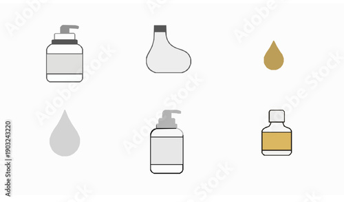 :
Cosmetic ingredient outline icon vector set for skincare products