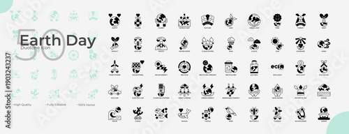 Earth Day Duotone Editable Icons set