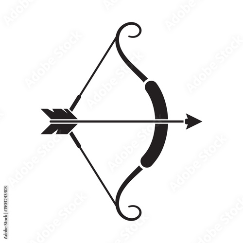 Archer bow icon in flat style. Archery weapon vector illustration on isolated background. Hunter target sign business concept.