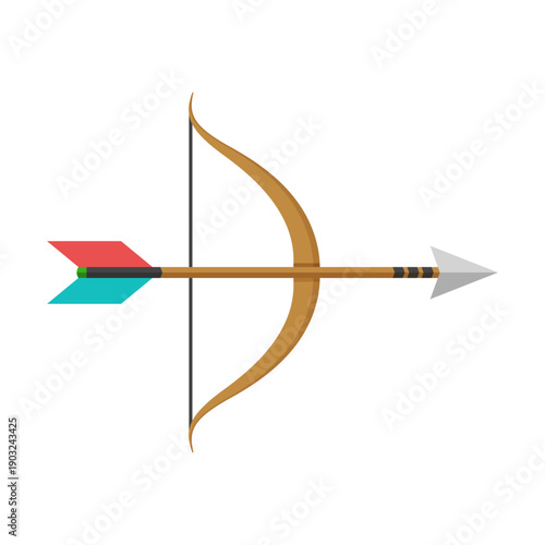 Archer bow icon in flat style. Archery weapon vector illustration on isolated background. Hunter target sign business concept.