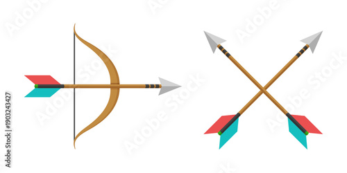 Archer bow icon in flat style. Archery weapon vector illustration on isolated background. Hunter target sign business concept.