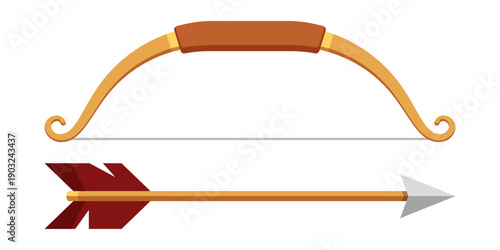 Archer bow icon in flat style. Archery weapon vector illustration on isolated background. Hunter target sign business concept.