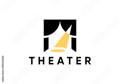 theater stage spotlight logo vector design
