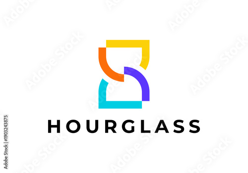 simple abstract hourglass colorful logo design