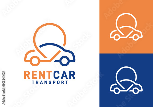 abstract pin car logo. travel, transportation vector design concept