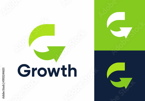 abstract letter G with arrow logo. creative growth finance vector design concept