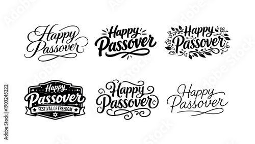 Jewish Spring Holiday. Set lettering. harmonious lettering variations of the same emblematic concept, each with different artistic