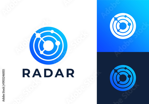 logo wave detection radar. network signal technology connectivity symbol icon design