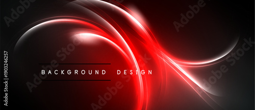 Abstract red lines over black background. Smooth curves create dynamic visual effect. Modern design element for digital projects.
