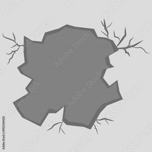 Illustration of a cracked wall surface with broken edges, symbolizing damage, destruction, or structural problems.