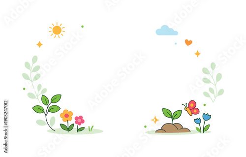 Spring copy space background airy composition with soft greenery, gentle light and open central area, creating a fresh and calm seasonal