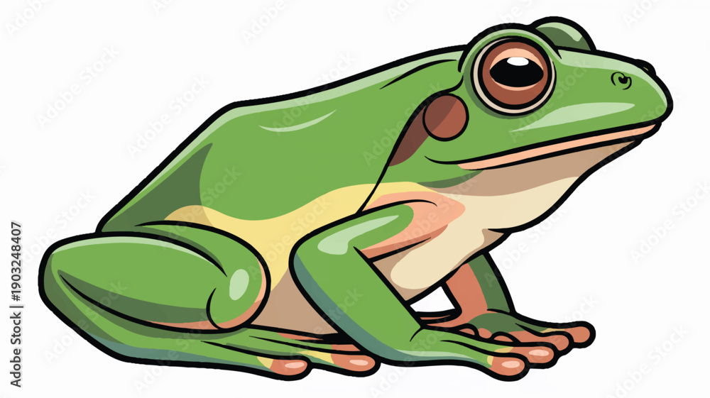 Obraz premium A digital illustration of a green tree frog in a side profile view (4)_traced