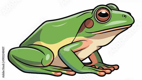 A digital illustration of a green tree frog in a side profile view (4)_traced