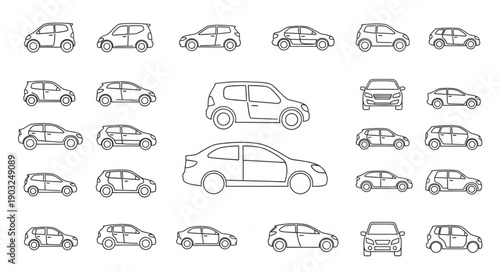 Collection of Hand Drawn Car Illustrations in Various Styles.
