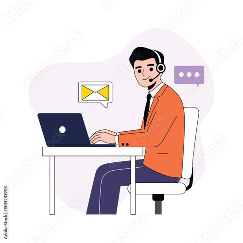 Trendy flat illustration of email marketing communication, ready to use