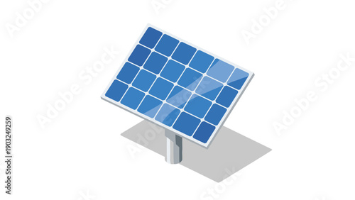 Single Modern Photovoltaic Solar Panel on Stand Illustrating Renewable Green Energy Technology