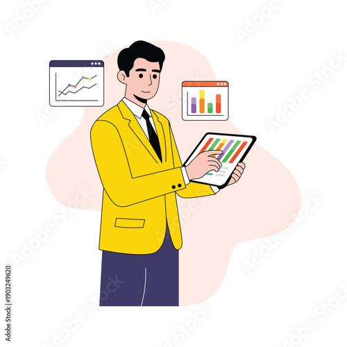 Visually engaging analytics report, business analytics flat illustration