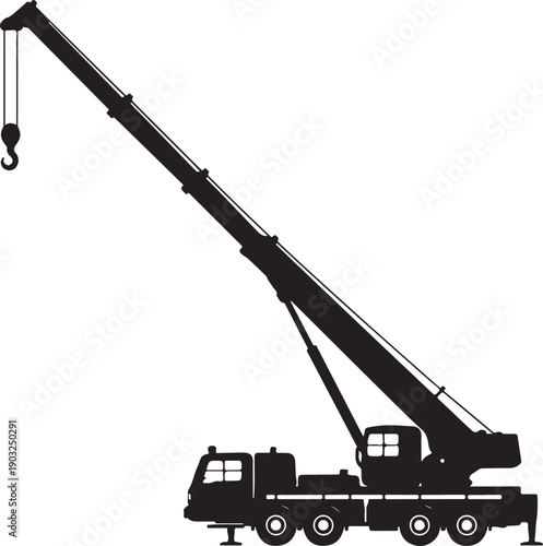 Telescopic Crane Silhouette Side View Multi Section Boom
