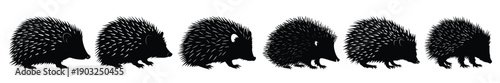 hedgehog clipart black silhouette bundle