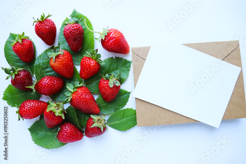 card with fresh strawberries