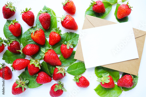 card with fresh strawberries