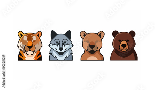 Predator Animal Mascot Pack Vector Set for Educational Prints