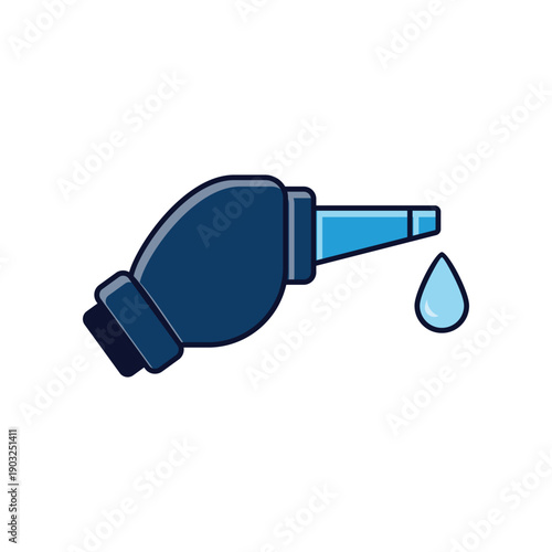 Blue Liquid Dropper Icon Minimalist Illustration Oil Dispenser Symbol Design for Science and Health. Suitable for medical, healthcare, laboratory, hygiene, and ophthalmology concepts.