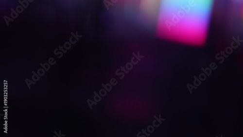 4k Blur colorful rainbow crystal light leaks on black background. Defocused abstract multicolored retro film lens flare bokeh analog photo overlay or screen filter effect. Glow Vintage prism colors