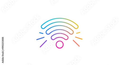 Vibrant Wi-Fi signal icon with gradient colors symbolizing modern wireless technology and global