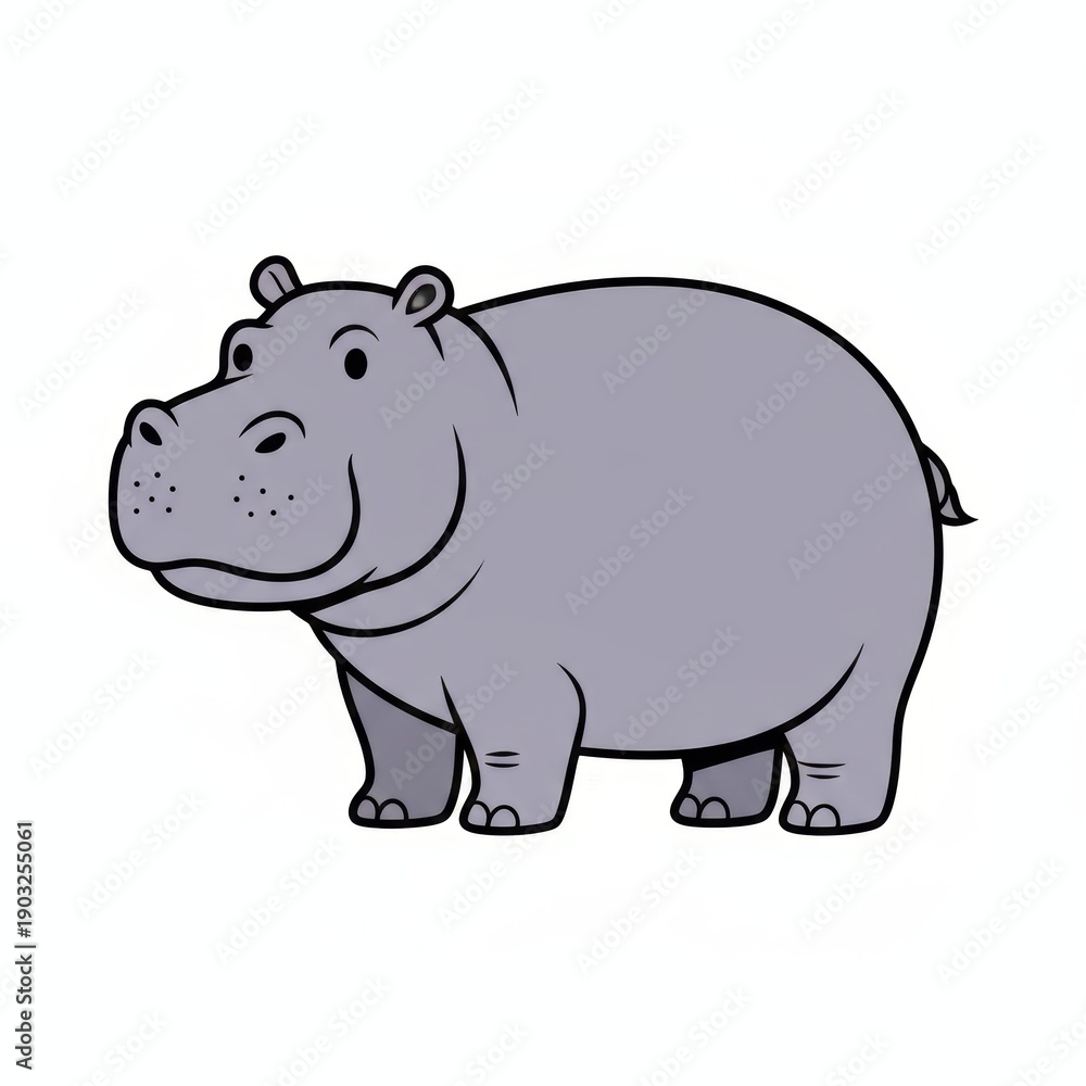 Obraz premium Adorable cartoon hippopotamus standing happily
