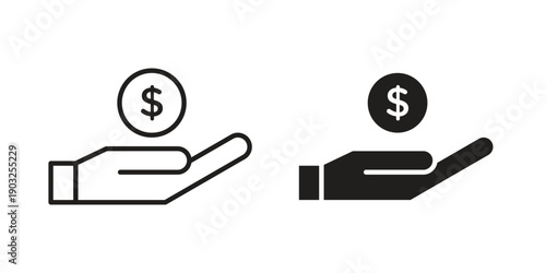 Affordable icon concept. Thin line symbol. Vector illustration isolated. Editable stroke.
