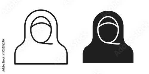 Arab woman icon concept. Thin line symbol. Vector illustration isolated. Editable stroke.